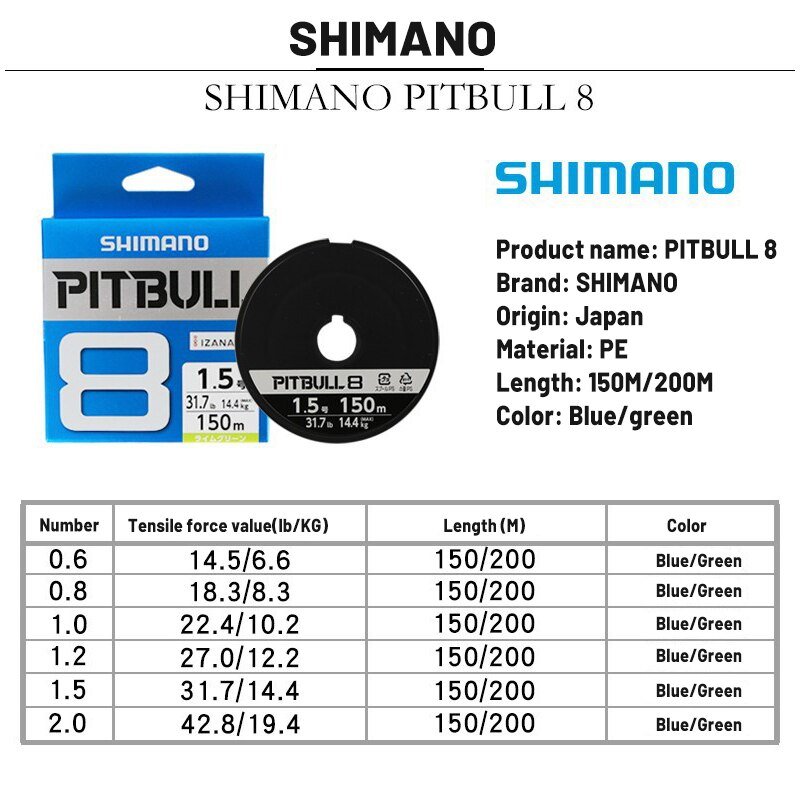 SHIMANO PITBULL X8 Braided Fishing Line Fishing Line 100% Original